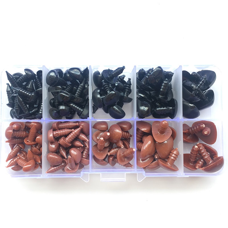 Set 130 Mũi Tam Giác Màu Đen Và Nâu Bằng Nhựa Cho Thú Nhồi Bông