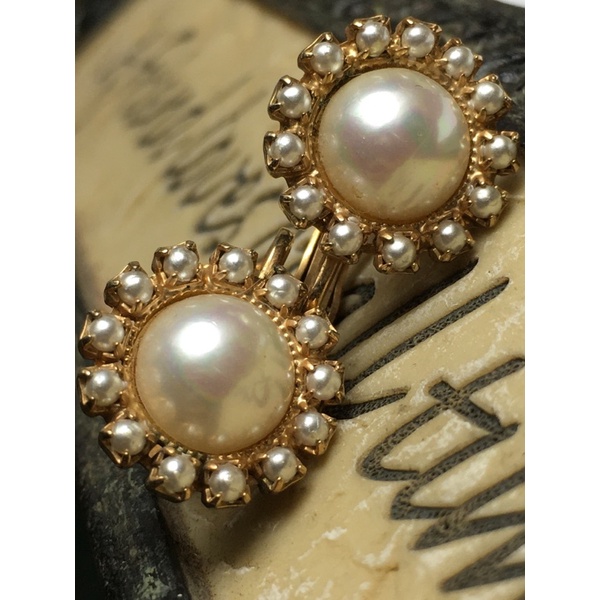 Bông tai kẹp vặn vintage -trai đá hình bông hoa