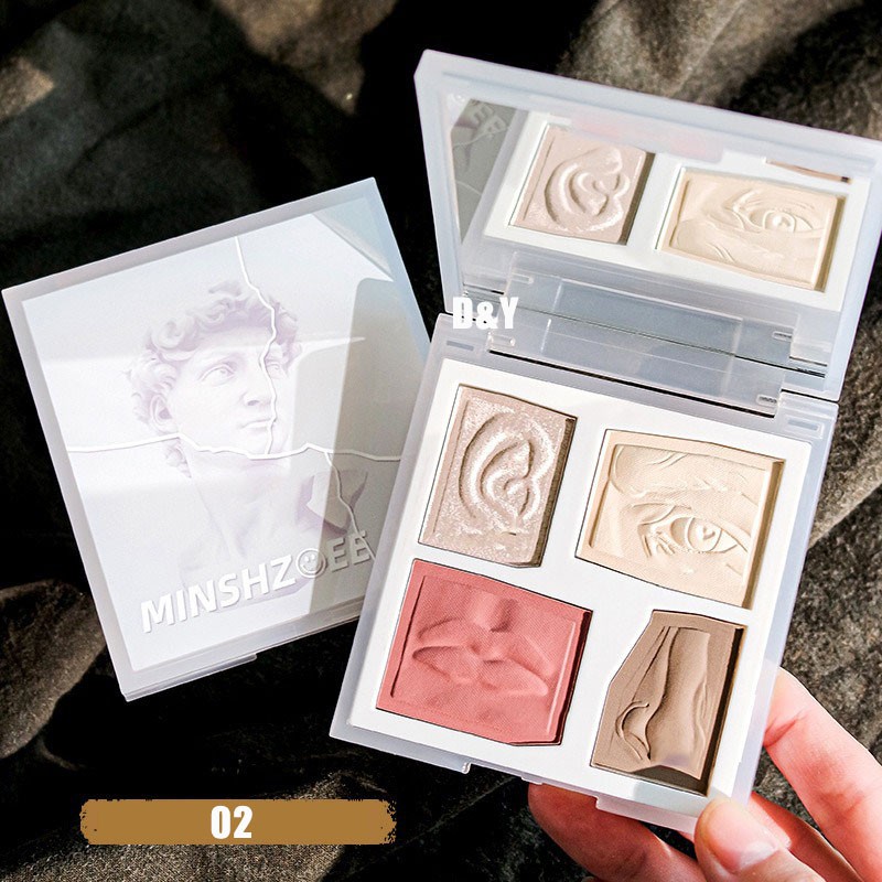 [Hàng mới về] Bảng phấn trang điểm Minshzee 4 màu 3 trong 1 dùng tạo khối tự nhiên | BigBuy360 - bigbuy360.vn