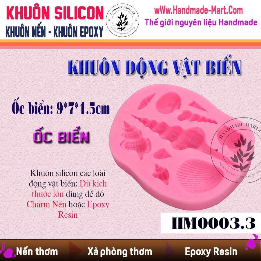 Khuôn silicon động vật biển đầy đủ các loài dùng làm nến hay bánh kẹo dẻo - HM003
