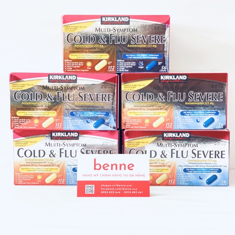 Viên uống Kirkland Cold & Flu Multi-Symptom Daytime & Nighttime 168 viên của Mỹ