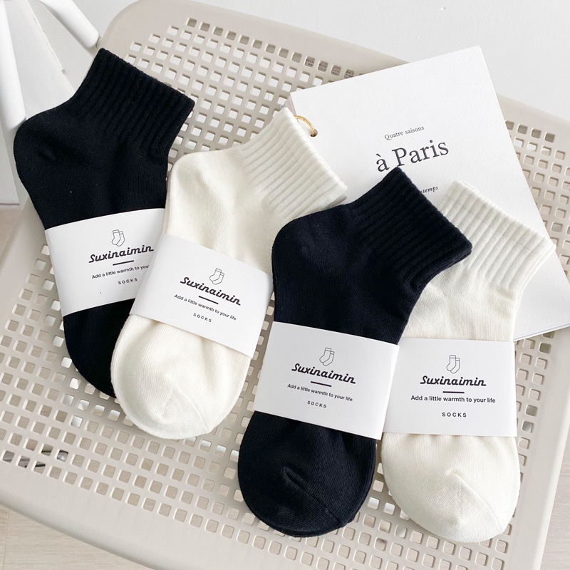 Vớ cotton màu trơn thấm hút mồ hôi thoáng khí phong cách năng động thời trang