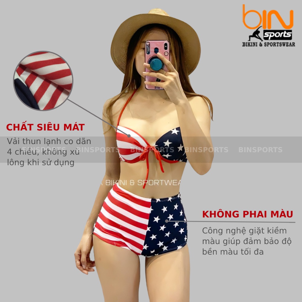 Bộ Bơi Nữ Hai Mảnh Cờ Mỹ Freesize BHV007