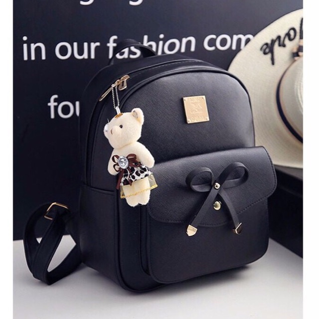 Balo Thời Trang Da Mini Thắt Nơ Túi Đon Giản