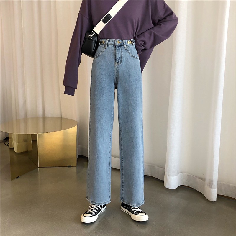 [Size M,L] Quần jeans nữ ống rộng Ulzzang Quảng Châu QDJ78