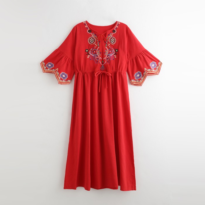 Váy boho bohemian suông thêu họa tiết boho màu sắc