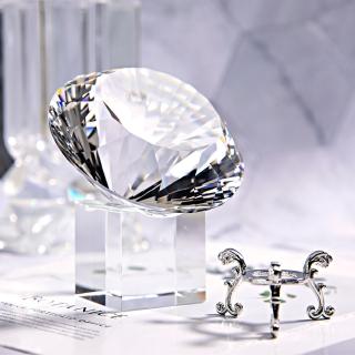 100mm 120mm Pha Lê Hình Kim Cương Trọng Lượng Giấy Cắt Kính Trong Suốt Kim Cương Khổng Lồ Lưu Niệm Đám Cưới Có Chân Đế