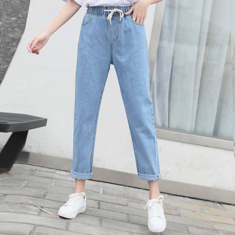 Women's denim pants, elastic waist, loose denim pants | BigBuy360 - bigbuy360.vn
