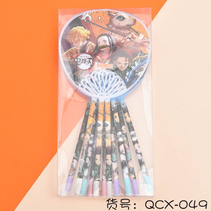 Bộ 4 cây bút bi ngòi 0.5mm mực màu xanh dương in hình vẽ các nhân vật trong Kimetsu no Yaiba dễ thương có bán lẻ