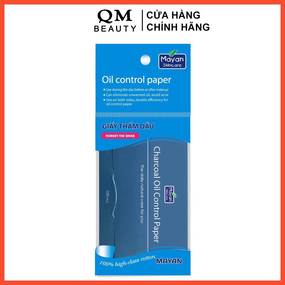 Giấy thấm dầu Mayan than hoạt tính Charcoal Oil Control Paper 100 tờ | BigBuy360 - bigbuy360.vn