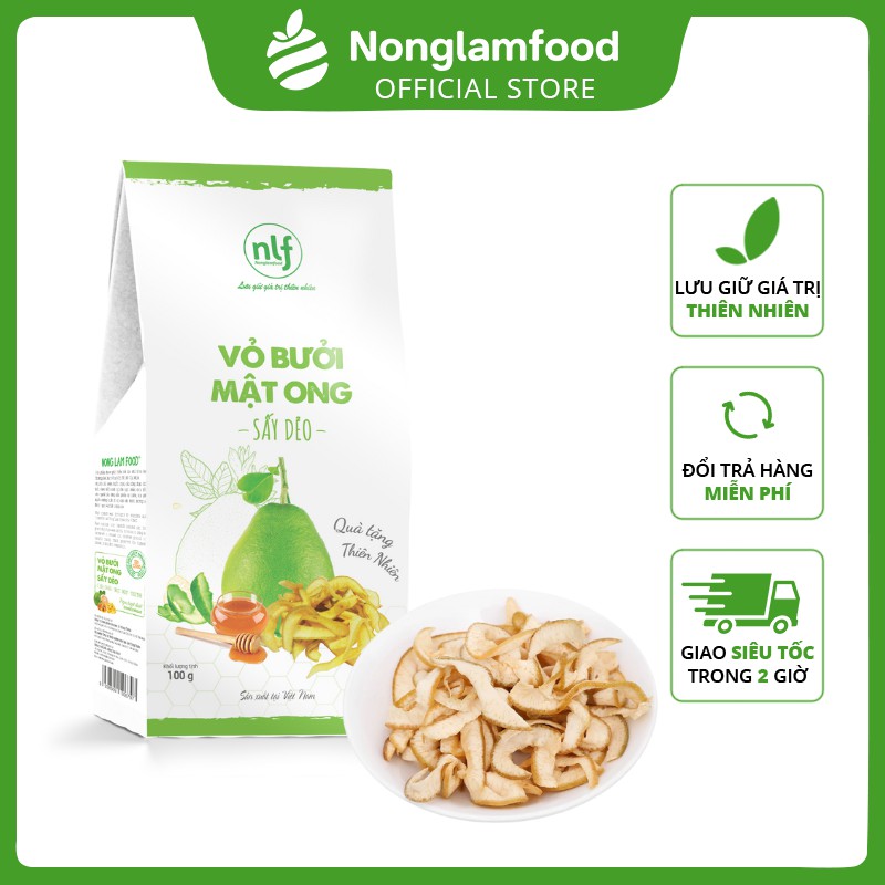 Vỏ bưởi mật ong sấy dẻo Nông Lâm Food 100g | Healthy Snack | Ăn vặt văn phòng | Ăn vặt tốt cho sức khỏe | Trái cây sấy d