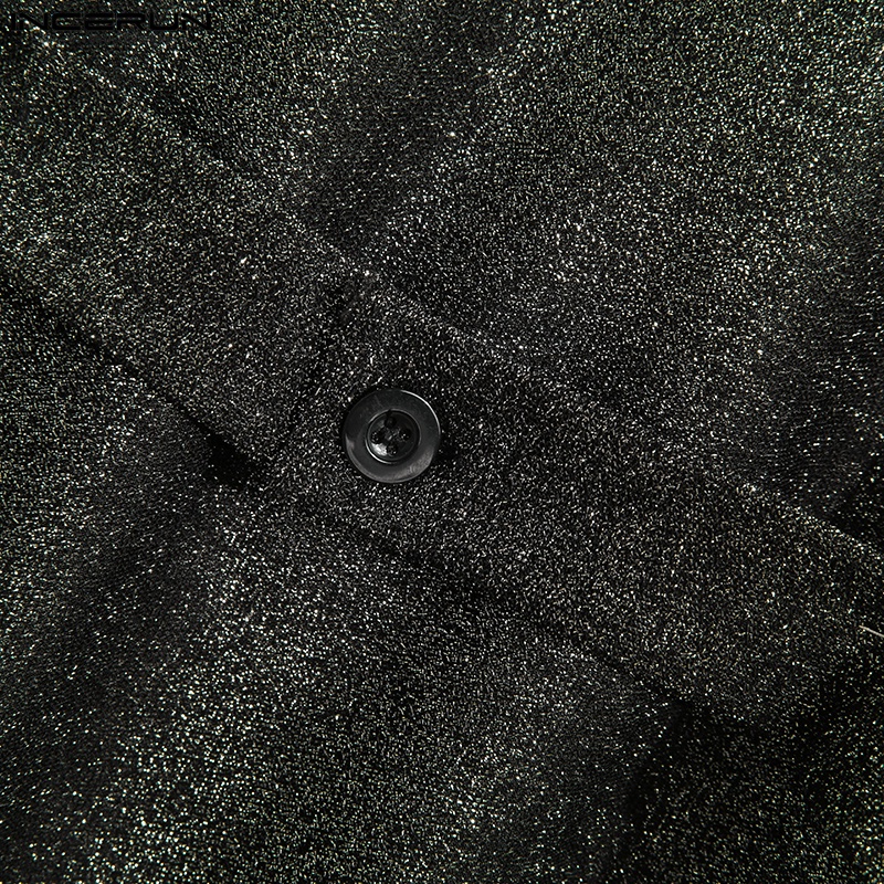 Áo kiểu INCERUN tay dài dệt kim phối lưới sáng bóng độc đáo thời trang dành cho nam