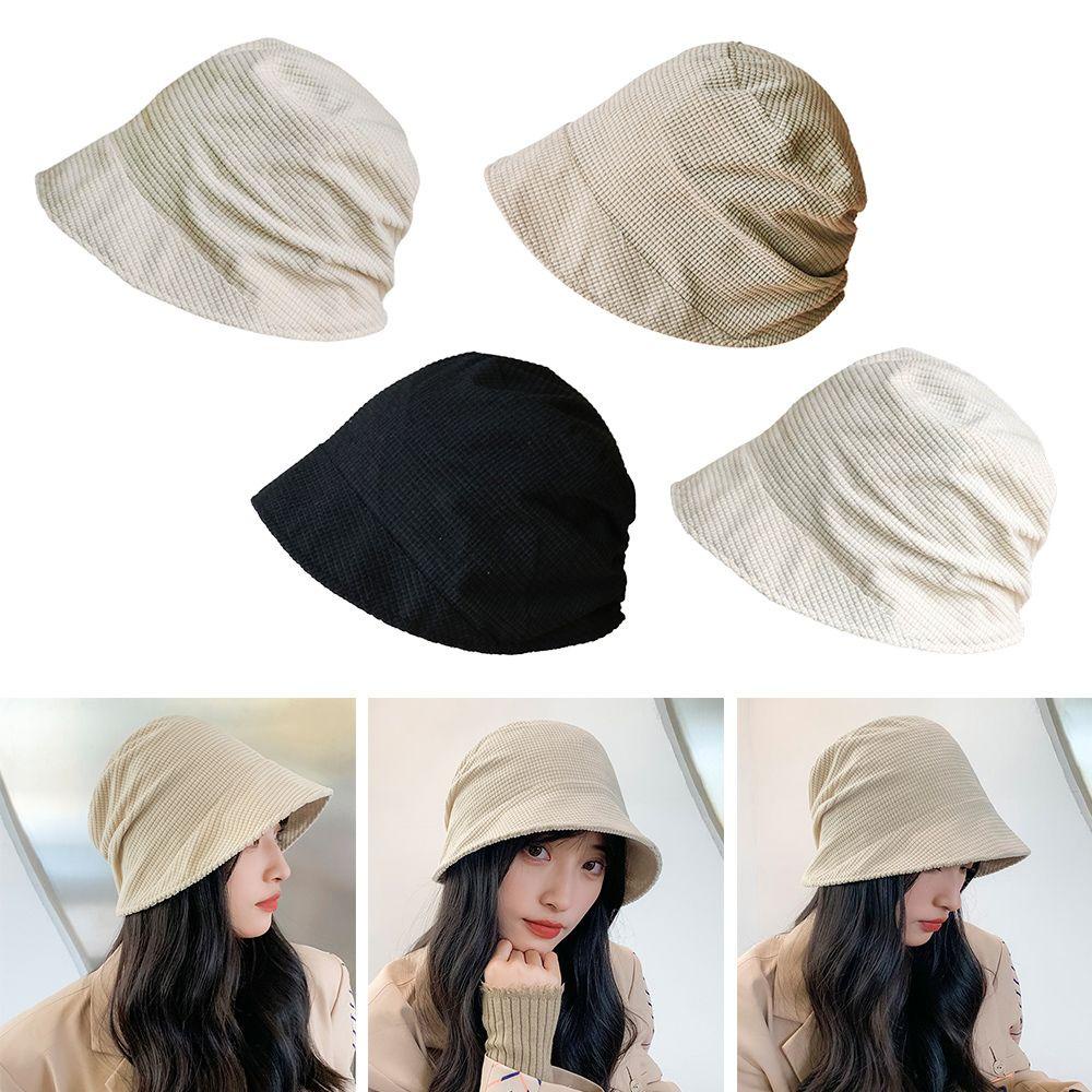 Nón Bucket Chất Liệu Vải Nhung Corduroy Chống Nắng Ngoài Trời Cho Nữ