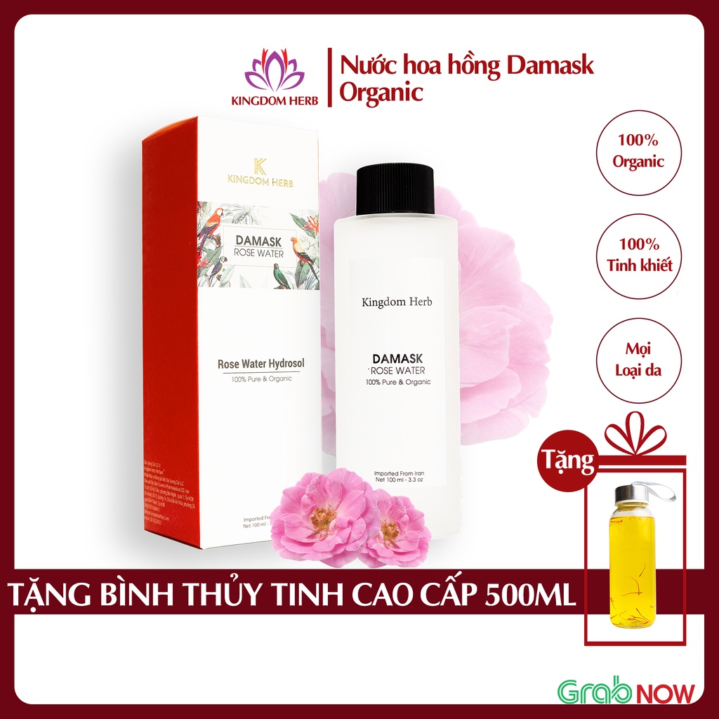 Nước hoa hồng se khít lỗ chân lông, không cồn, toner dưỡng da Kingdom - hộp 100ml