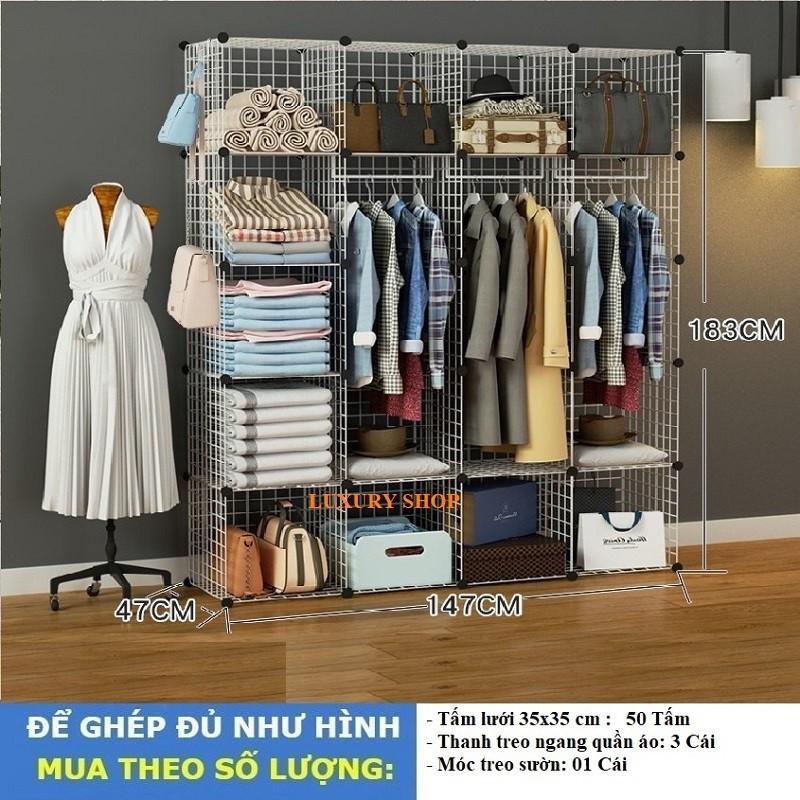 Khung lưới sắt trang trí treo tường derco lắp kệ màu đen làm kệ đa năng thông minh gia dụng Tachi Store