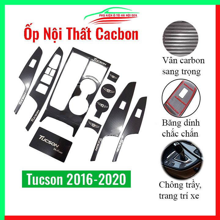 Ốp nội thất cho xe ô tô Tucson 2016 2017 2018 2019 2020 vân cacbon bảo vệ chống trầy xước và làm đẹp xe