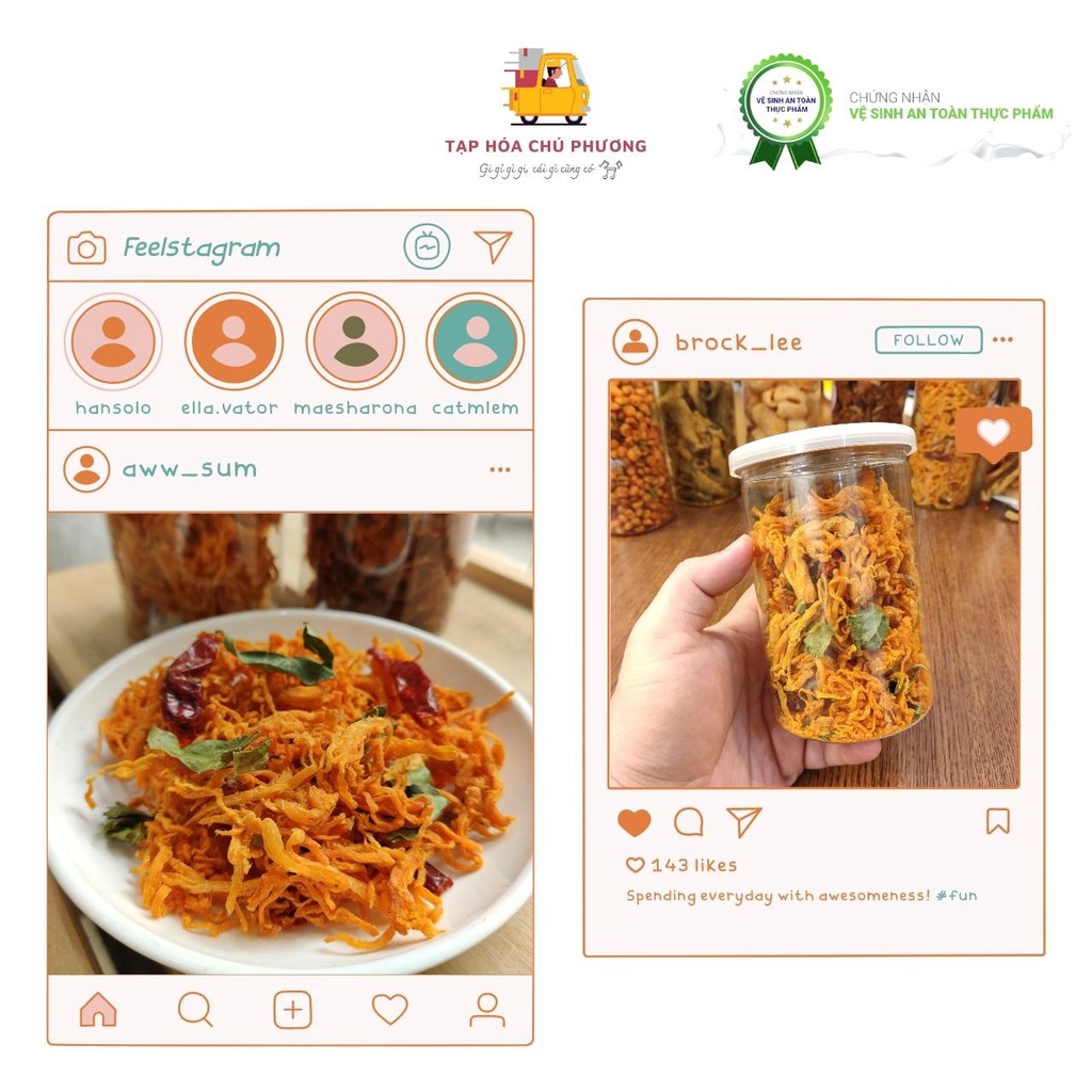 Khô gà lá chanh giòn ngon đậm vị - hũ 300g - Tạp hóa chú Phương