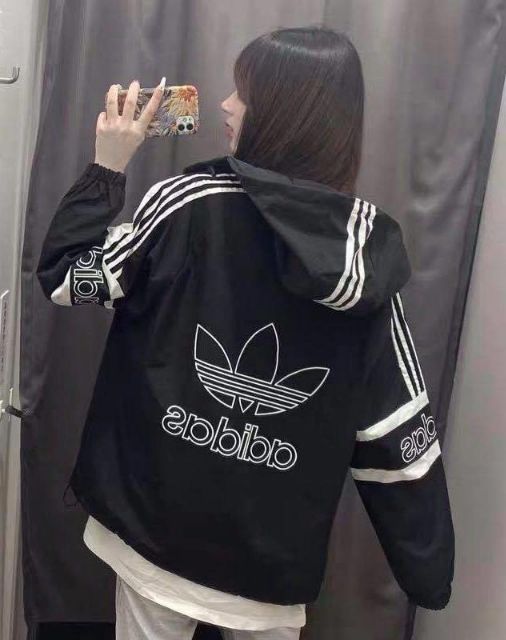 Áo khoác dù nữ in adidas siêu cá tính, unisex form rộng, ulzang, áo đôi_áo khoác size lớn