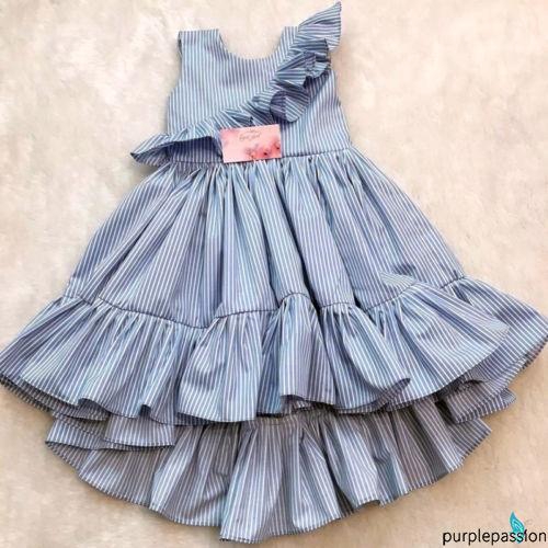 Đầm công chúa xòe sọc ngang dễ thương cho bé gái