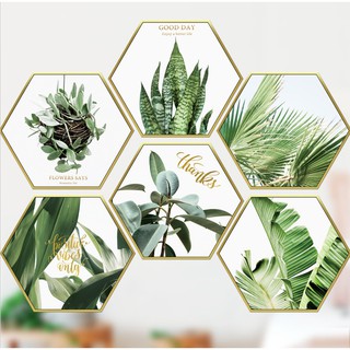 Decal dán tường Khung ảnh lá xanh 2
