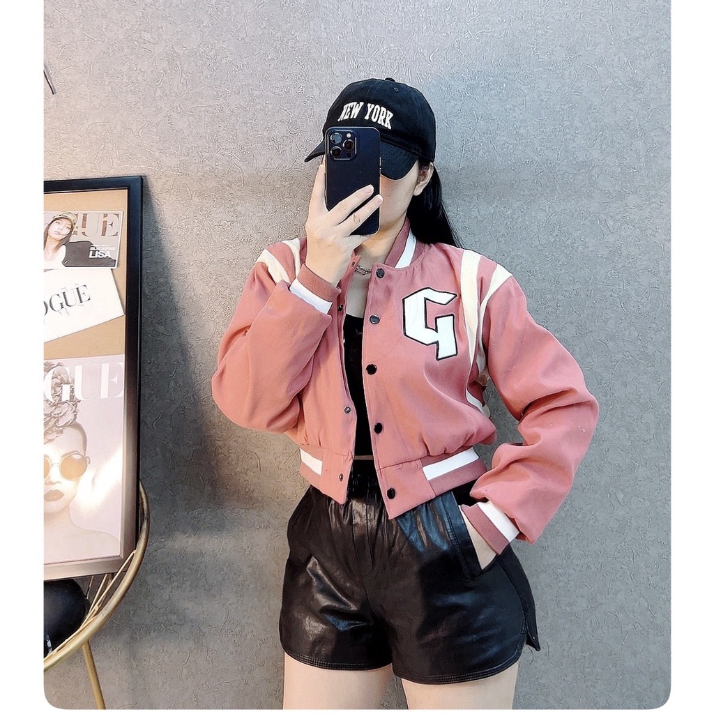 Aó khoác bomber nữ,áo khoác dáng ngắn croptop xinh xắn Chuẩn mã hót girl