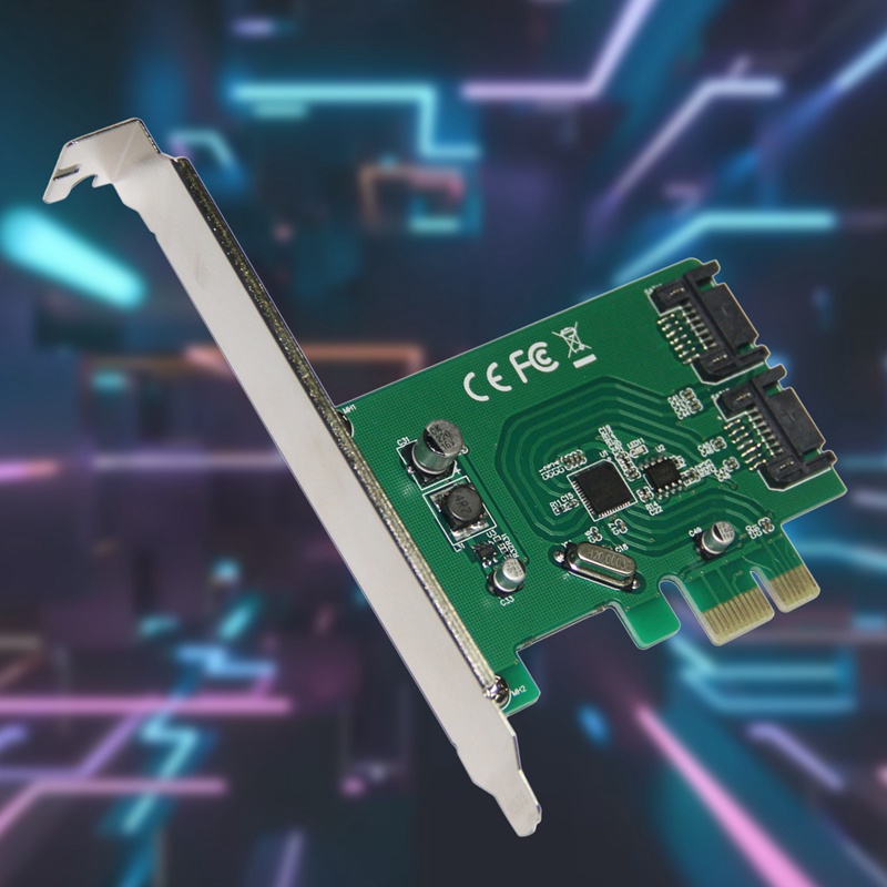 PCI-E SATA3.0 Riser Card PCIE to SATA3.0 Adapter ASM1061 Chip 2XSATA3.0 Interface 6.0GB/S for Desktop