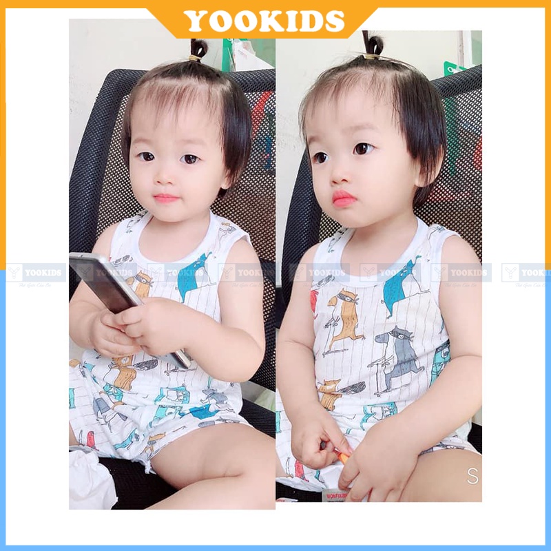 Bộ ba lỗ cho bé trai bé gái YOOKIDS chất cotton giấy siêu nhẹ siêu mát thấm hút mồ hôi cực tốt cho bé 0 1 2 3 4 tuổi