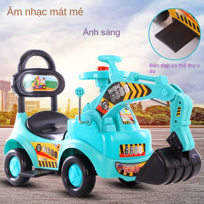 ◎☢ஐXe máy xúc trẻ em có nhạc nhẹ máy xúc xoắn xe có thể ngồi người đồ chơi ô tô kỹ thuật ô tô máy xúc
