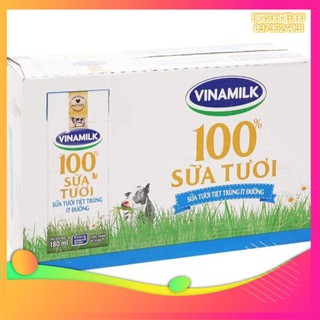 [Bimsuamedau]- Thùng 48 hộp 180ml sữa tươi ít đường Vinamilk 100% Sữa Tươi