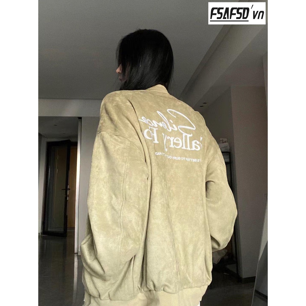 Áo Khoác Bóng Chày Đồng Phục Thêu Họa Tiết Nhỏ Màu Xanh Lá Cây Có Thể Mặc Cả Hai Mặt Cho Nữ Sinh T