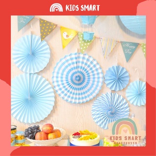 Bộ Quạt Giấy Trang Trí Sinh Nhật Nhiều Màu Sắc Siêu Dễ Thương_ Kidssmart1
