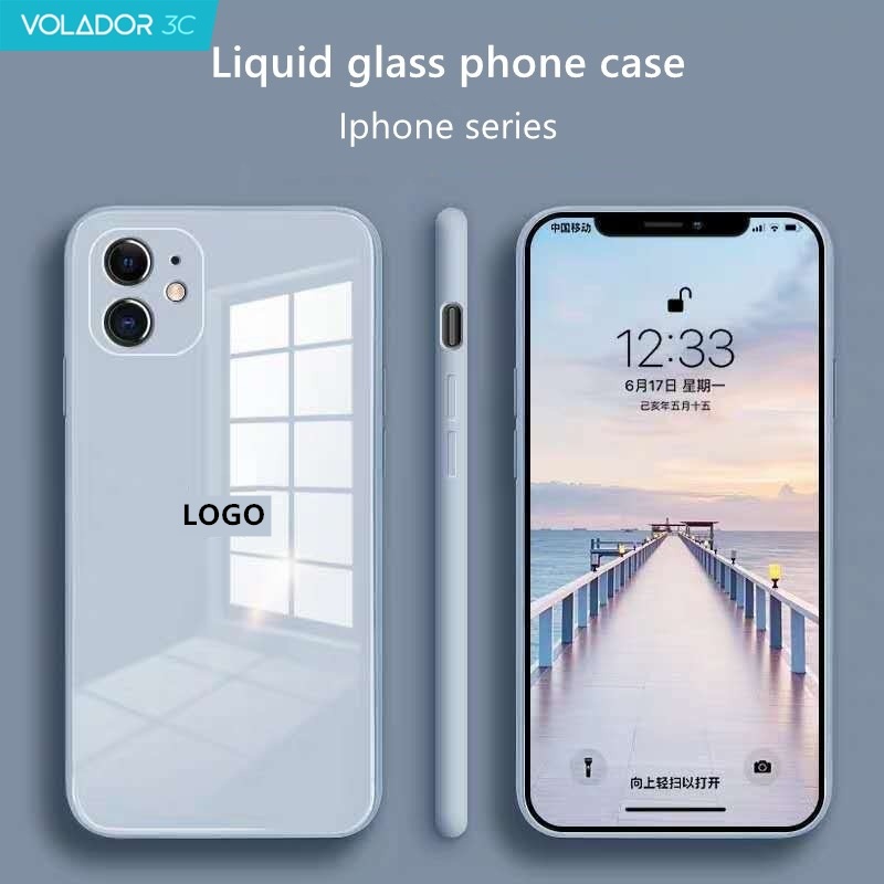 Ốp điện thoại mặt kính viền silicon chống trượt bảo vệ camera cho IPhone 13 12 11 Pro XS Max X XR 6 7 8 Plus