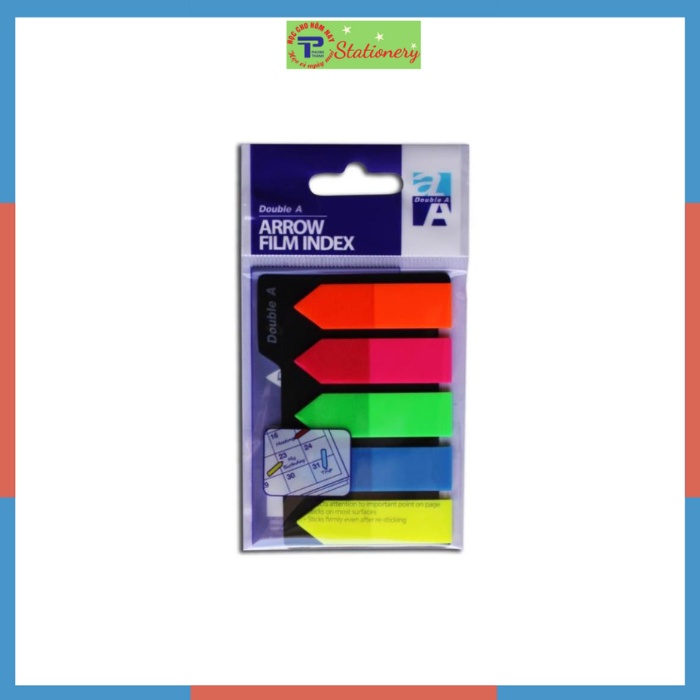 Giấy phân trang 5 màu nhựa Double A nhọn đầu hình mũi tên Film nhựa