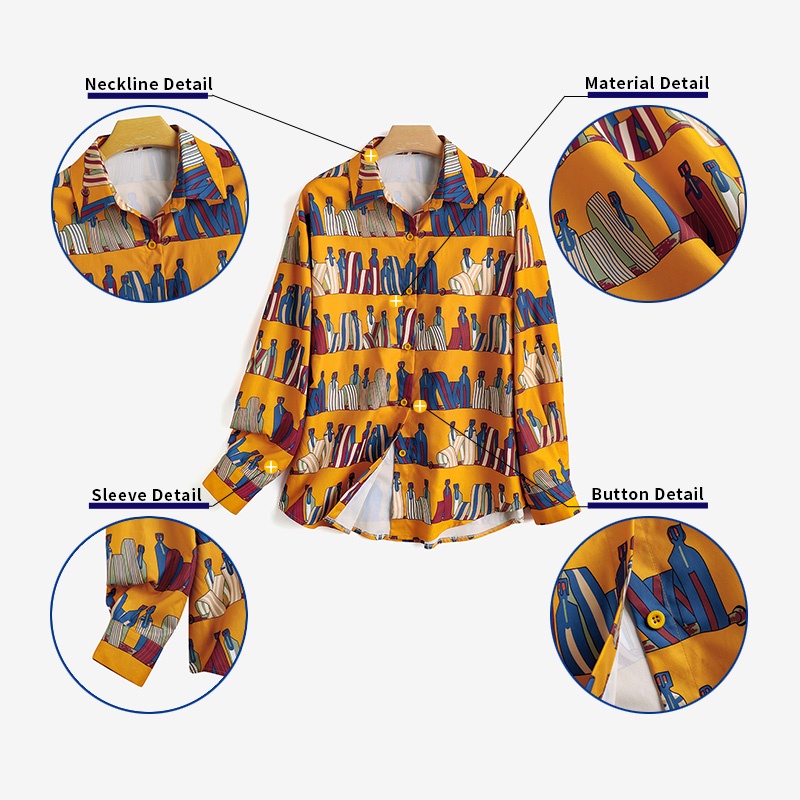 Áo sơ mi Zanzea tay dài dáng rộng in họa tiết phong cách cổ điển dễ phối đồ thời trang dành cho nữ