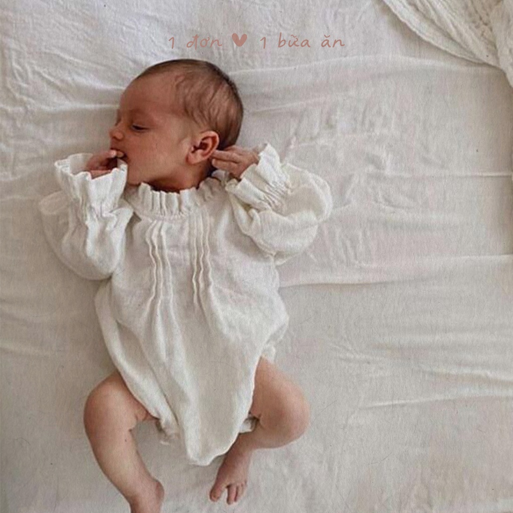 🅷.🄴🅅🄰🄽 [Form to] Bodysuit cao cấp cho bé gái, chất vải 70% cotton, 30% lanh (linen) dày rũ mềm mát thoáng khí.