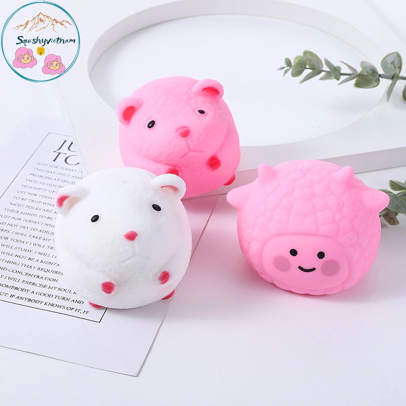 Đồ chơi Squishy Mochi hình CON CHUỘT HAMSTER MÀU HỒNG mềm mịn dễ thương chân thực giảm stress co dãn đàn hồi ngộ nghĩnh