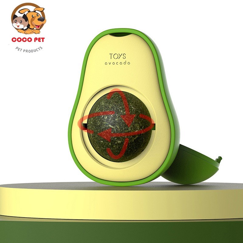 Cỏ Bạc Hà Cho Mèo, Catnip Hình TRÁI BƠ Xoay Ngộ Nghĩnh Gắn Tường Giúp Mèo Thư Giãn Tiêu Búi Lông