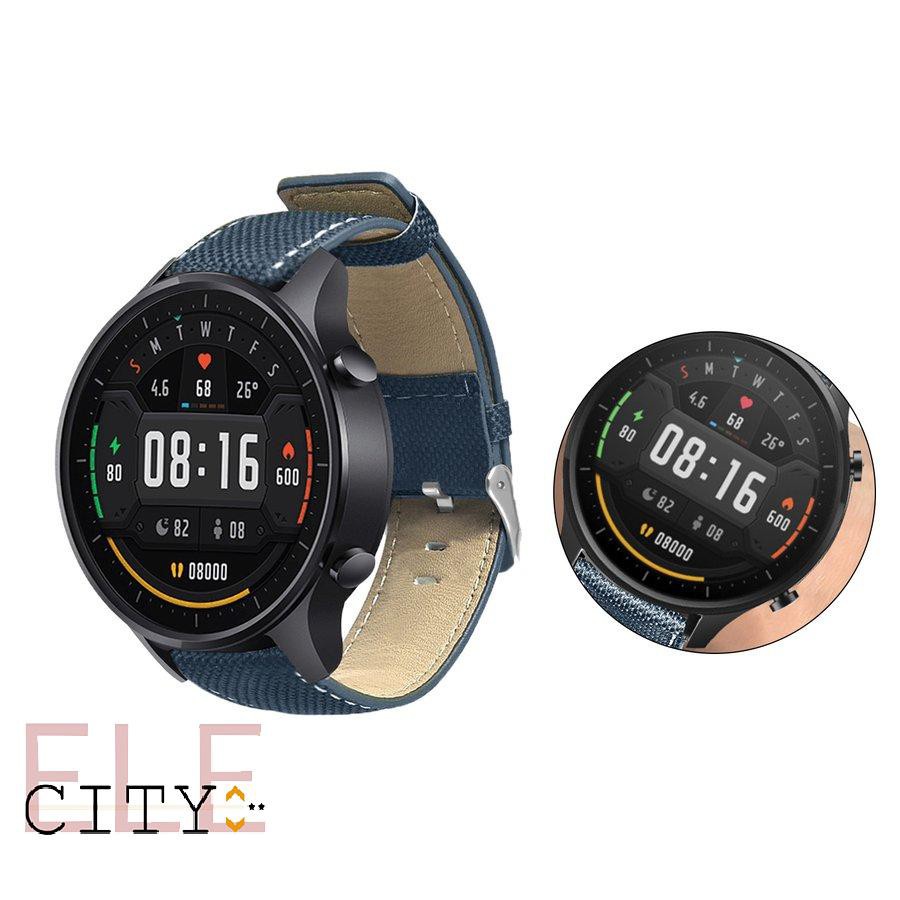 1 Dây Đồng Hồ Đeo Tay Bằng Vải Bạt + Da Nhiều Lỗ Dễ Tháo Gỡ 22mm Cho Xiaomi Watch Color