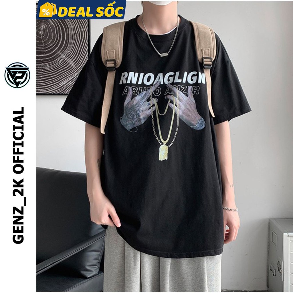 Áo thun tay lỡ GENZ phông unisex form rộng R.N.I nam nữ cotton ulzzang oversize - SIÊU HOT