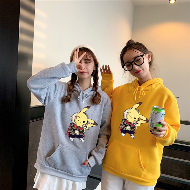 Áo Khoác Hoodie Tay Dài Dáng Rộng In Hình Pikachu Thời Trang Harajuku Cho Nam Nữ | BigBuy360 - bigbuy360.vn