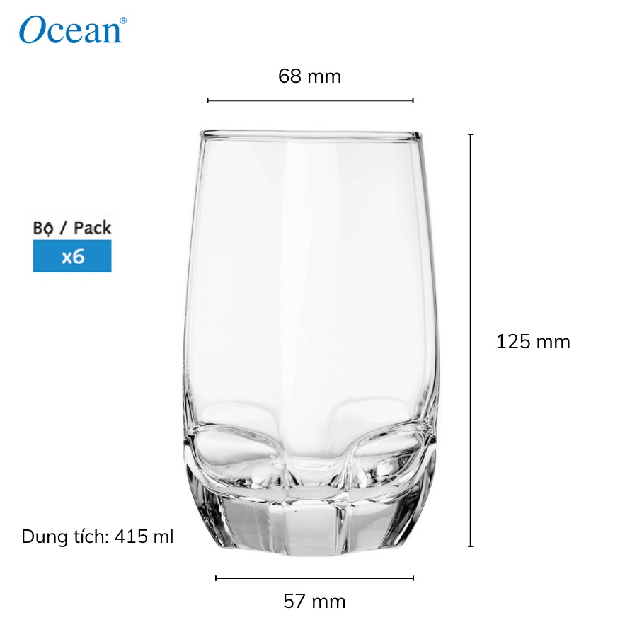 Bộ 6 Ly Thủy Tinh Ocean Charisma Hiball 415ml