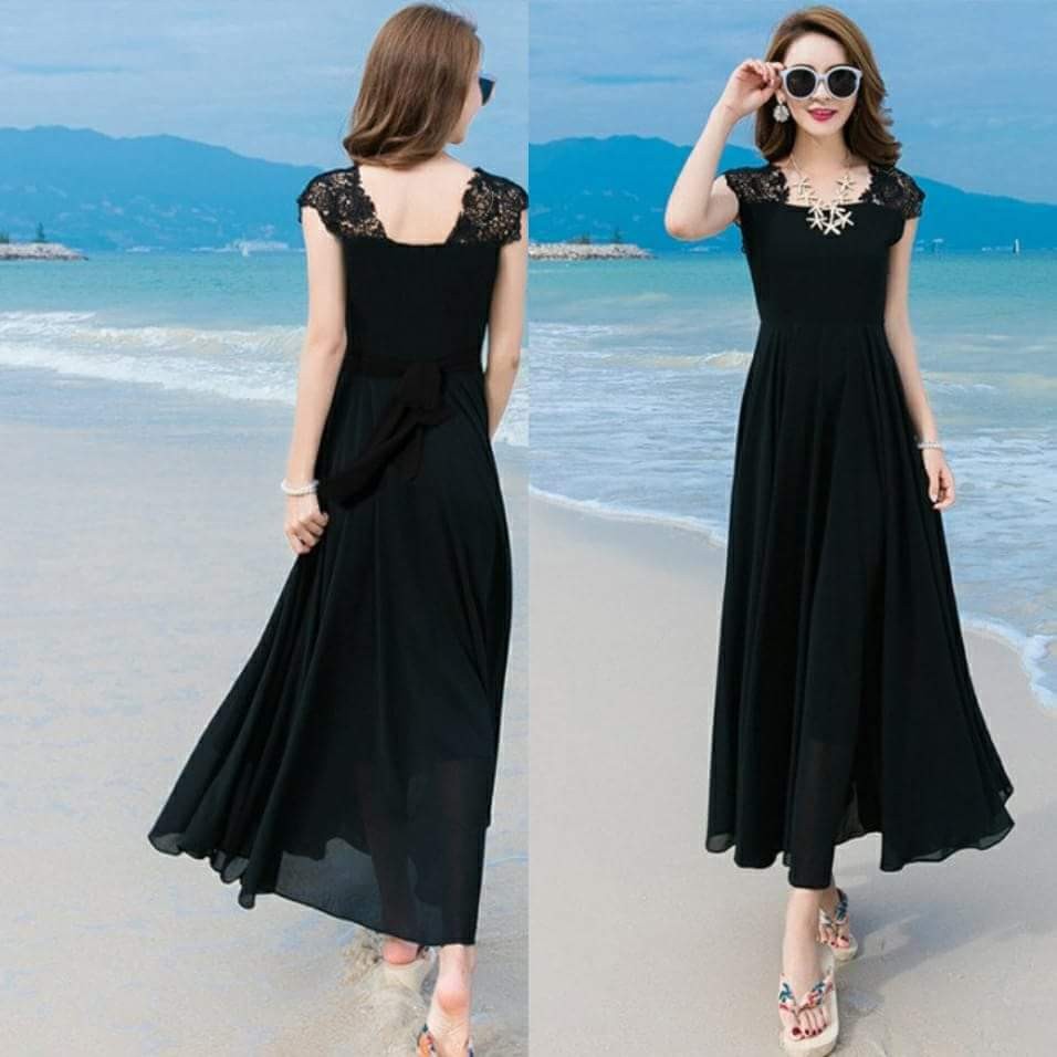 Đầm maxi tay ren Haraku cao cấ