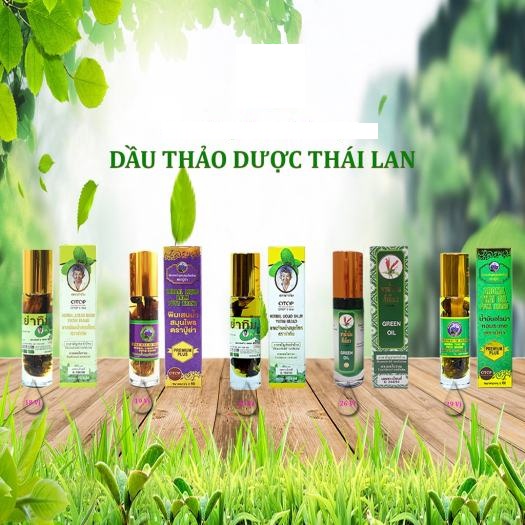 (Hàng chuẩn) Bộ sưu tập dầu gió lăn SÂM thảo dược Green Oil, Ống hít mũi Dumble Thái Lan