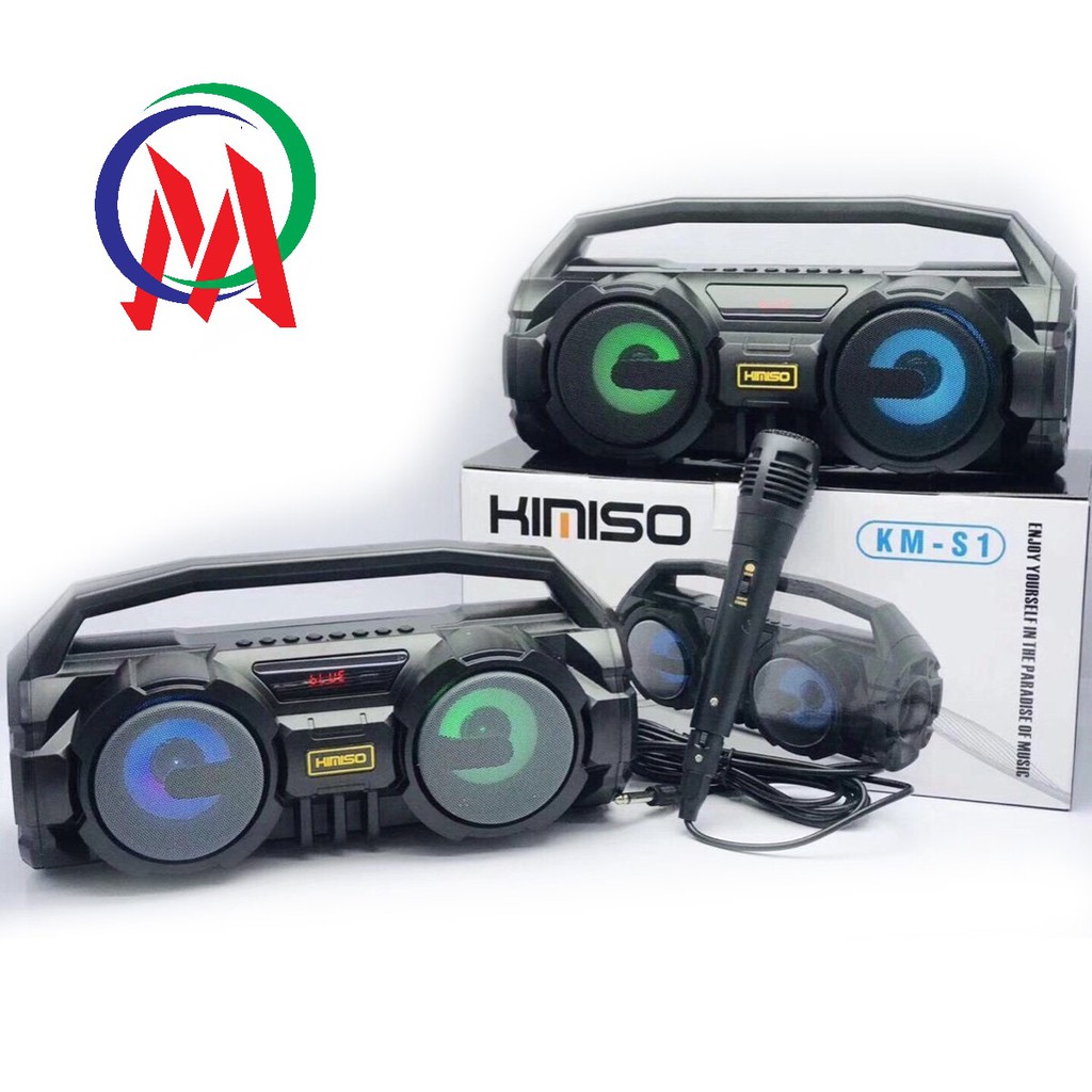 Loa Bluetooth Kimiso KM-S1 , Loa KARAOKE cầm tay KMS2 chất âm cực hay, kèm míc hát Karaoke