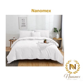 Bộ drap giường trắng trơn khách sạn cao cấp cotton ga giường Nanomex