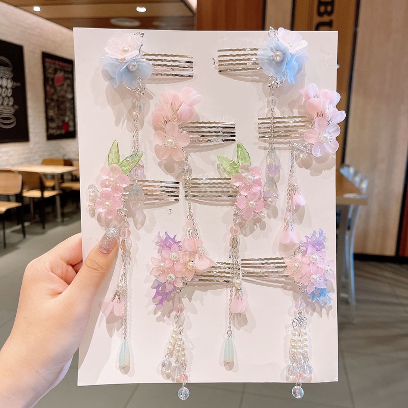 Set 2 kẹp tóc tua rua phong cách Trung Hoa cổ điển mới cho bé gái