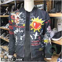 Áo gió 2 lớp 1032 họa tiết 3D, bo gấu tay, cổ bomber