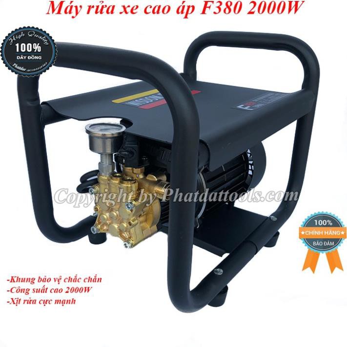 Máy xịt rửa xe cao áp F380 dạng công nghiệp-Công suất 2000W-Đầy đủ phụ kiện,tặng bình bọt tuyết mini-Bảo hành 6 tháng