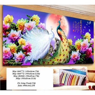 [ Sale sốc] Tranh thêu chữ thập chim công khổ lớn 195x83cm