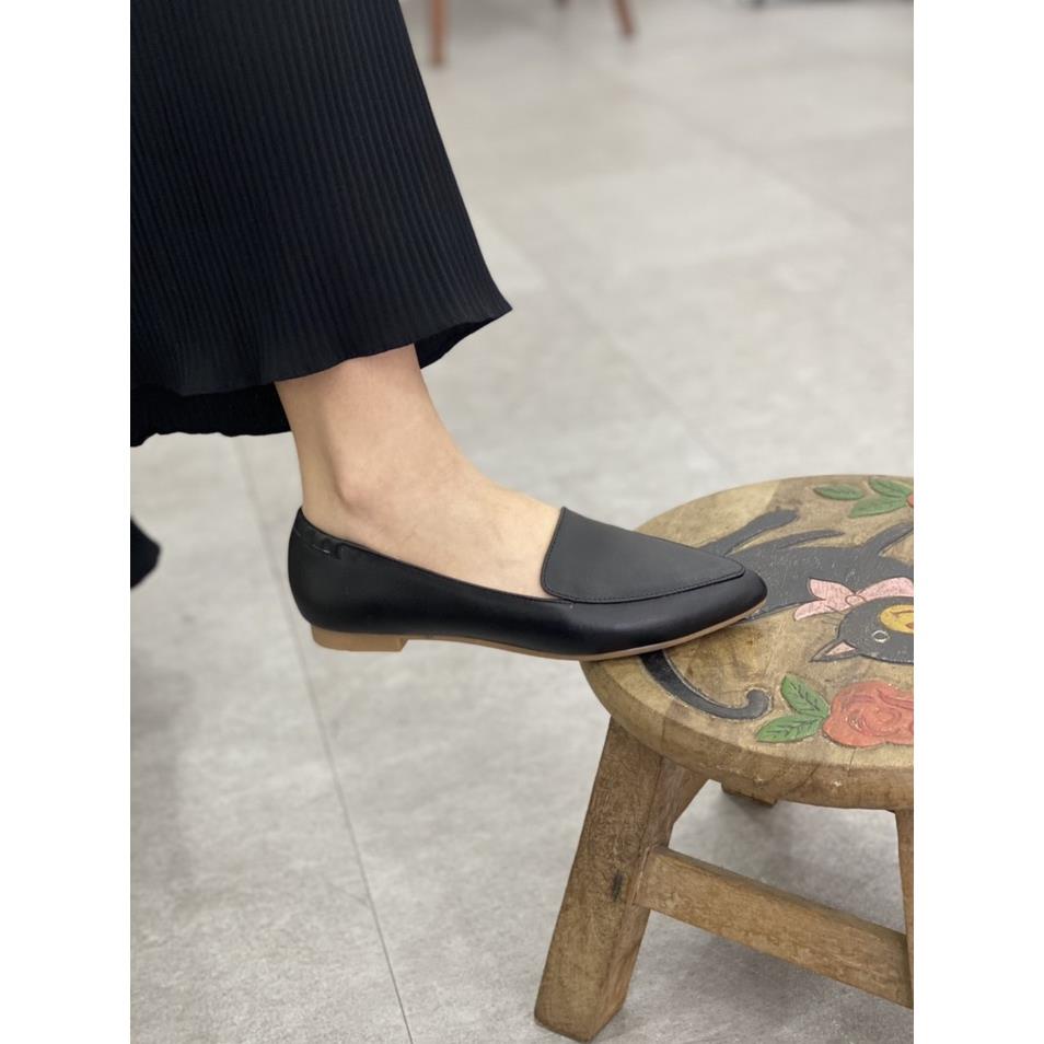 Giày Lười Nữ - Giày Bệt Moca JEWEL Mũi Bầu Trơn - Mũi Nhọn Cao 1p VNXK VIP